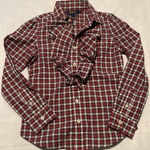 Ralph Lauren girls long sleeve plaid shirt